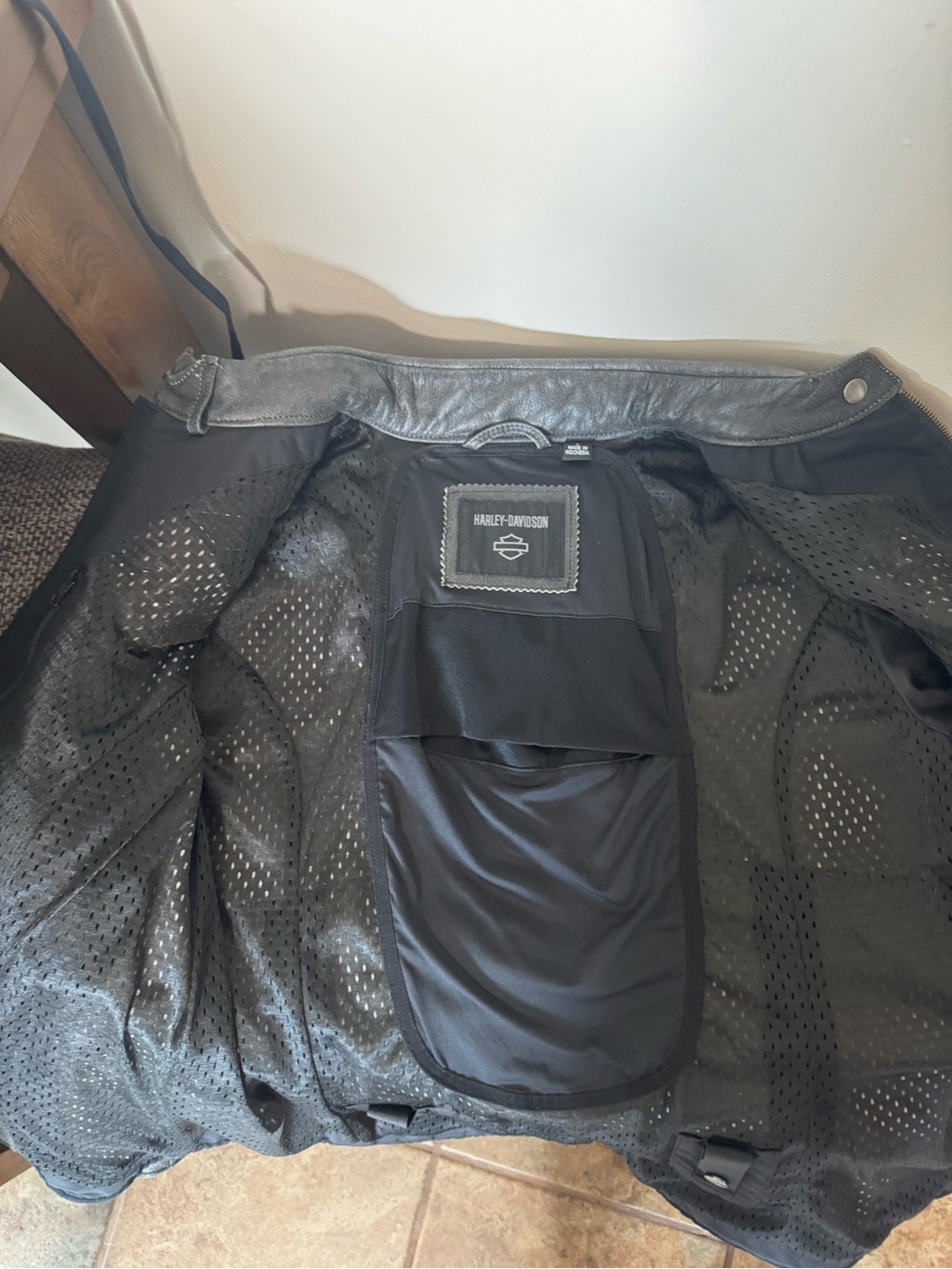 Harley-Davidson Black Cream & Orange Leather Riding Jacket - Picture 10 of 12